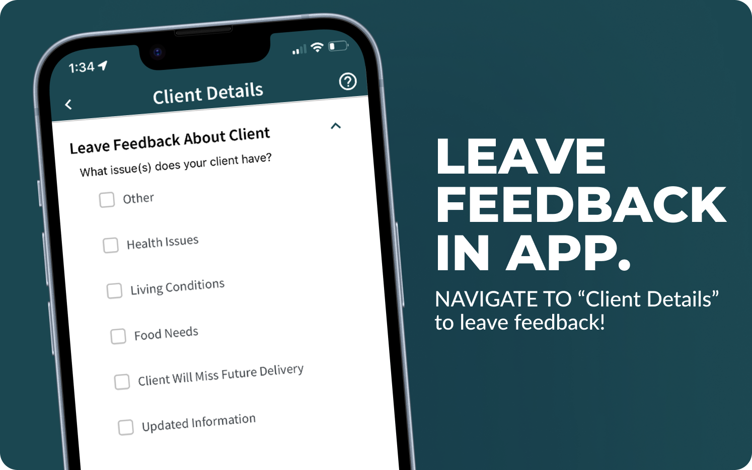 Client Feedback Screen in Mobile App
